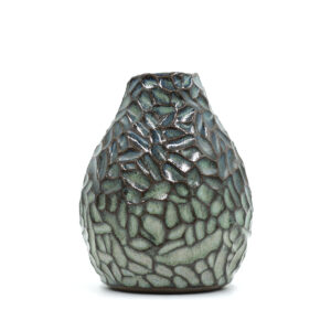 CAVA vase no. 1216 i mørk stentøj og BLACK SEA glasur