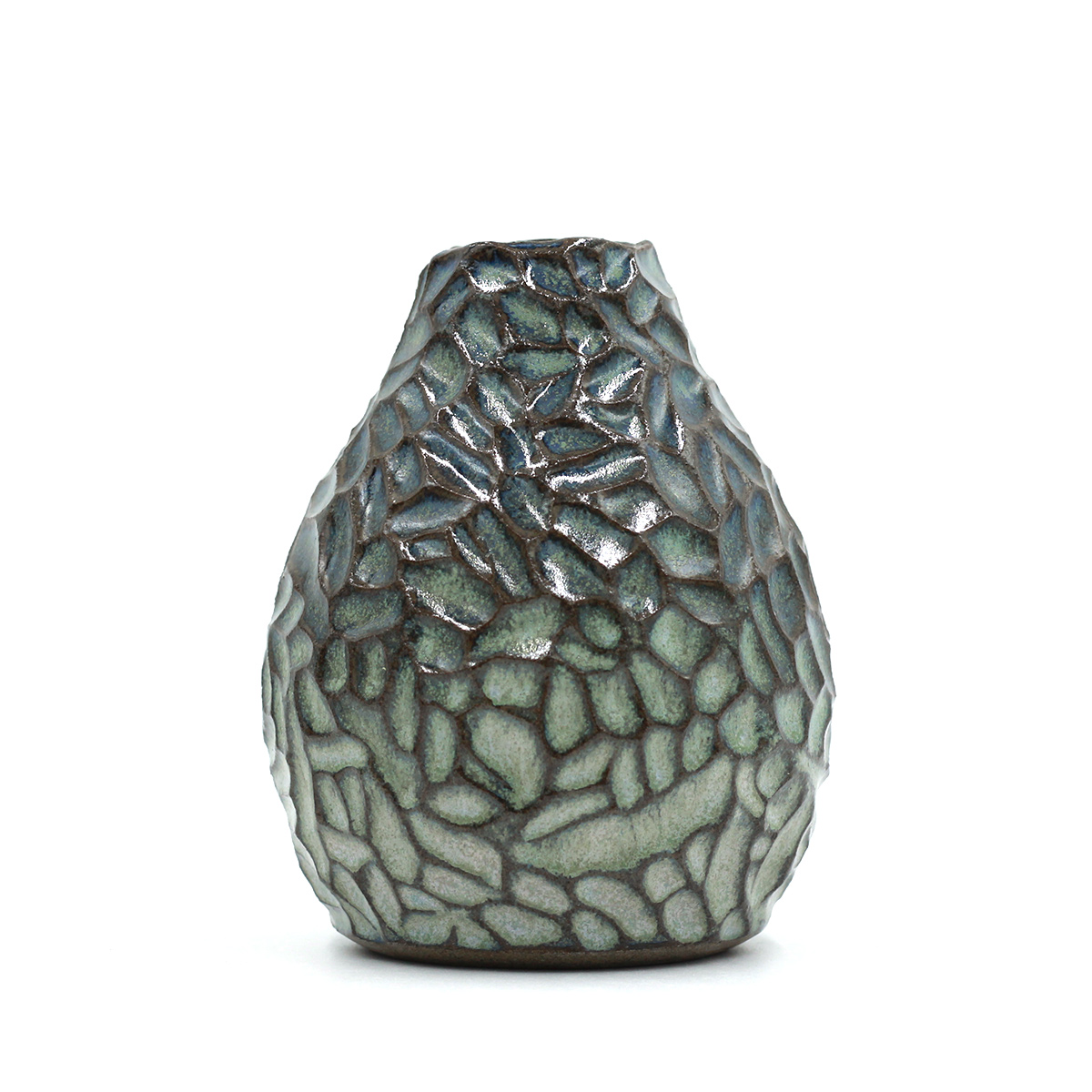 CAVA vase no. 1216 i mørk stentøj og BLACK SEA glasur